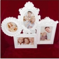 Rama foto multiple, culoare alba, elemente relief broderie 3D